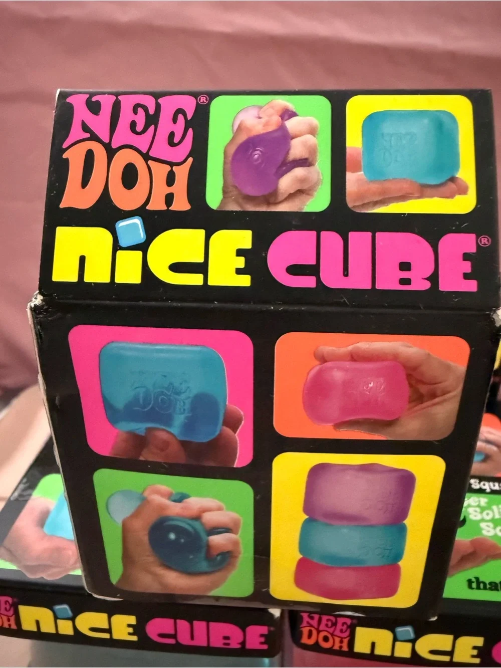 NeeDoh Nice Cube Kids Learning Toy - Pink and Blue Squish Cubes